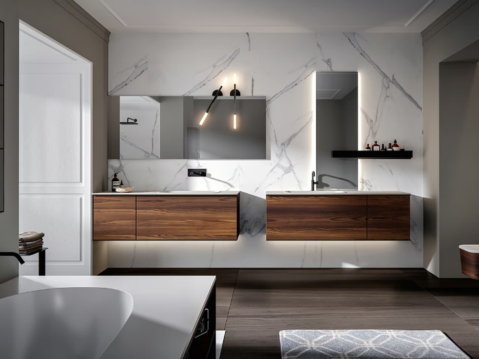 REA 001 - Wall-mounted vanity unit with drawers _ Edoné by Agorà